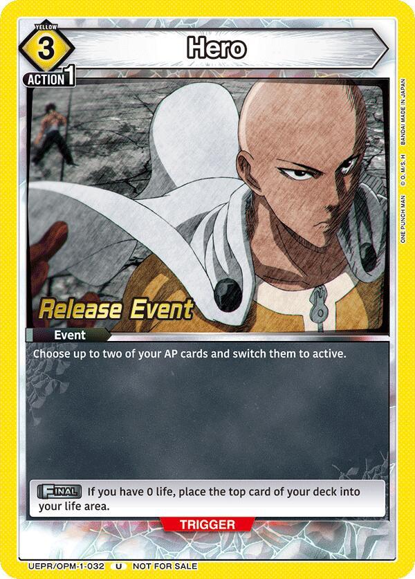 Hero UEPR/OPM-1-032 card from UE06BT: One Punch Man Release Event Cards