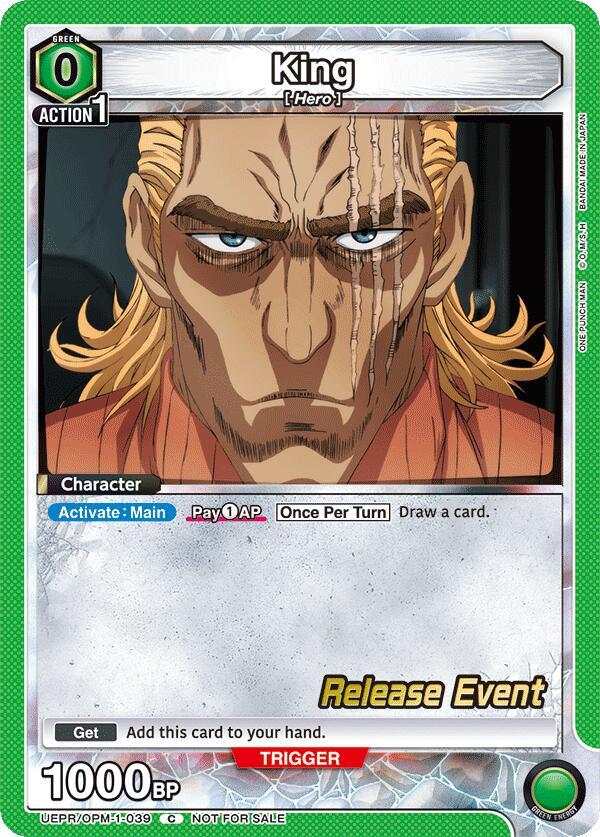 King UEPR/OPM-1-039 card from UE06BT: One Punch Man Release Event Cards