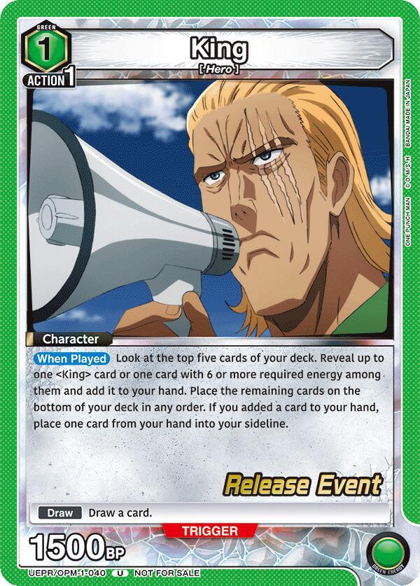 King UEPR/OPM-1-040 card from UE06BT: One Punch Man Release Event Cards
