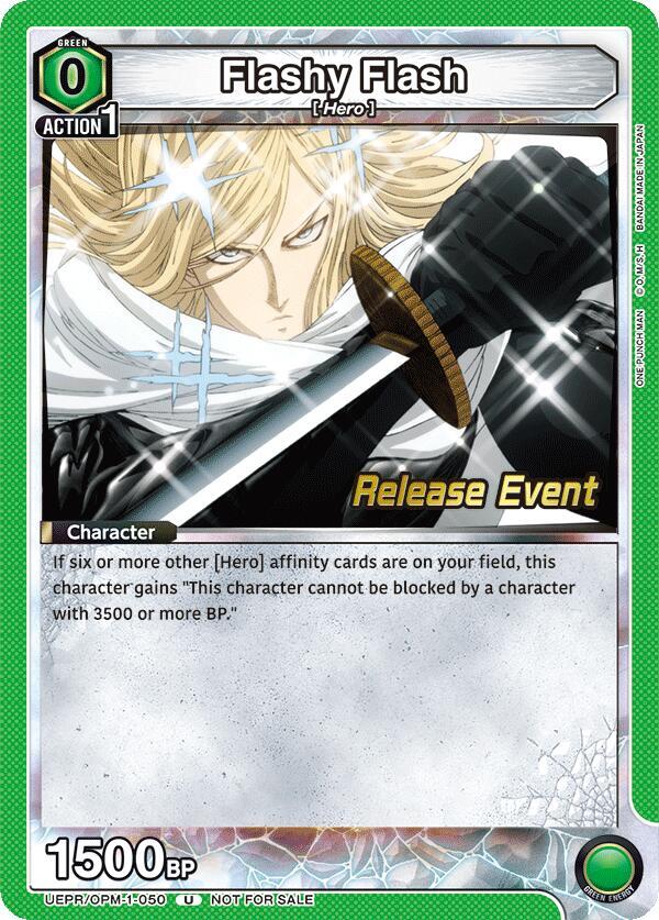Flashy Flash UEPR/OPM-1-050 card from UE06BT: One Punch Man Release Event Cards
