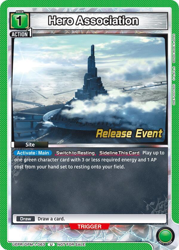 Hero Association UEPR/OPM-1-063 card from UE06BT: One Punch Man Release Event Cards