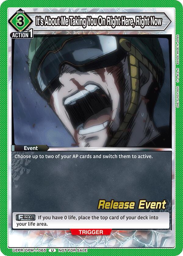 It's About Me Taking You On Right Here, Right Now UEPR/OPM-1-065 card from UE06BT: One Punch Man Release Event Cards