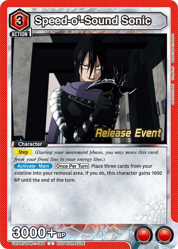 Speed-o'-Sound Sonic UEPR/OPM-1-069 card from UE06BT: One Punch Man Release Event Cards
