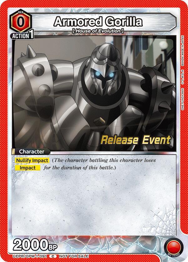 Armored Gorilla UEPR/OPM-1-091 card from UE06BT: One Punch Man Release Event Cards
