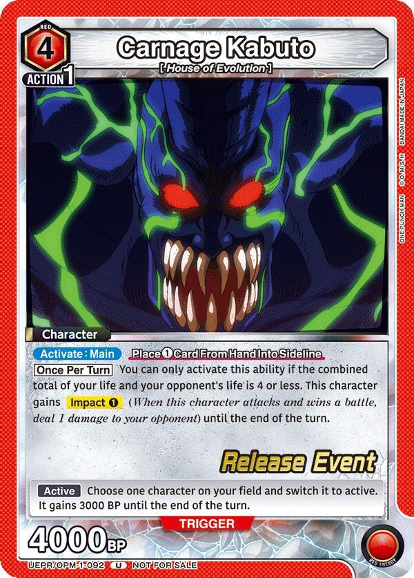 Carnage Kabuto UEPR/OPM-1-092 card from UE06BT: One Punch Man Release Event Cards