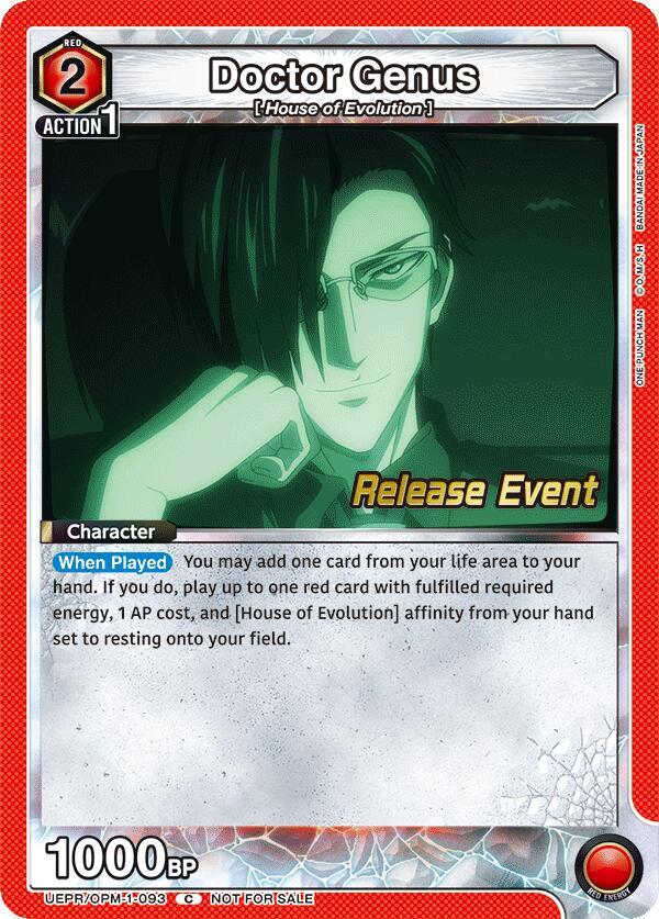 Doctor Genus UEPR/OPM-1-093 card from UE06BT: One Punch Man Release Event Cards