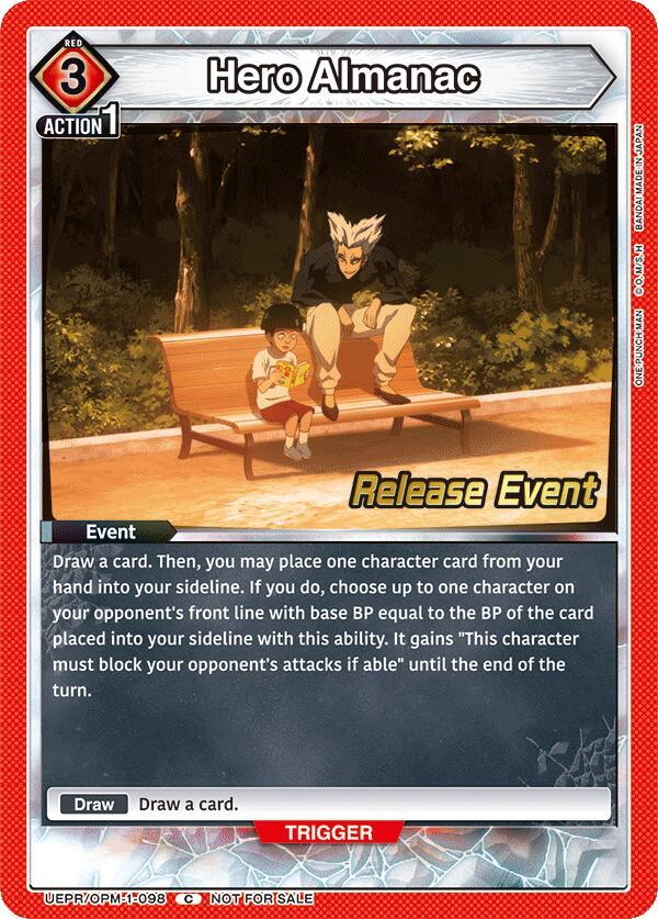 Hero Almanac UEPR/OPM-1-098 card from UE06BT: One Punch Man Release Event Cards