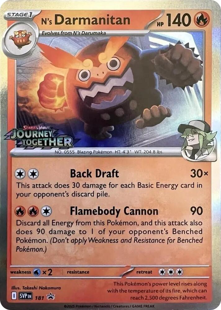 N's Darmanitan (Prerelease) 181 card from SV: Scarlet & Violet Promo Cards