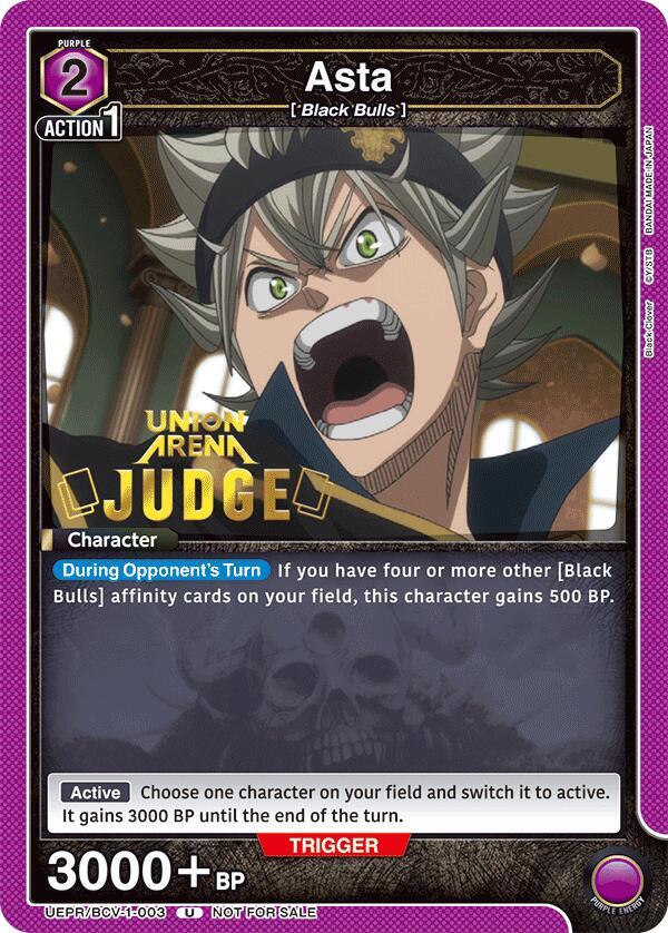 Asta (Judge Pack) UEPR/BCV-1-003 card from Union Arena Promotion Cards