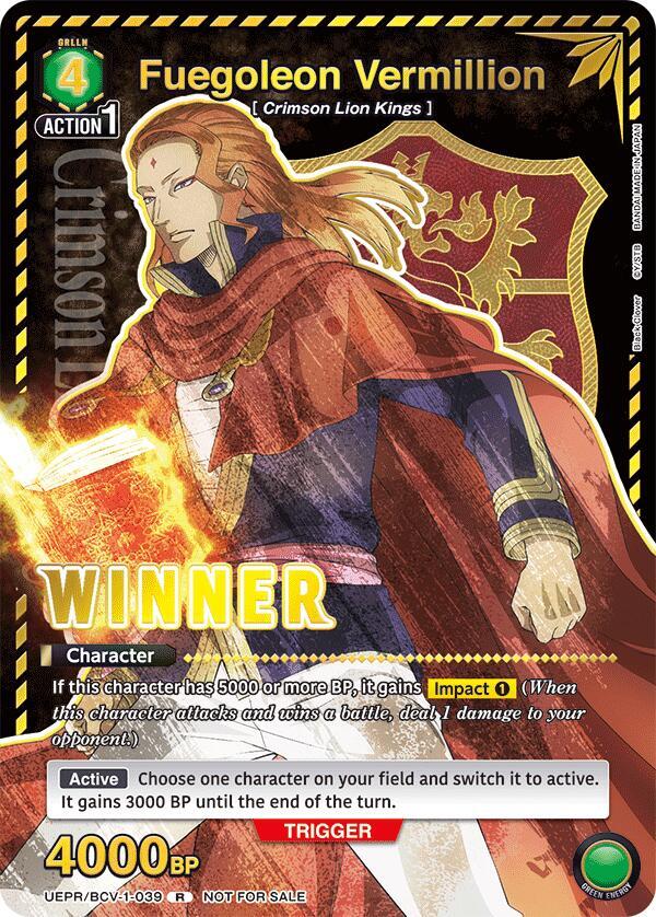 Fuegoleon Vermillion (Winner) UEPR/BCV-1-039 card from Union Arena Promotion Cards