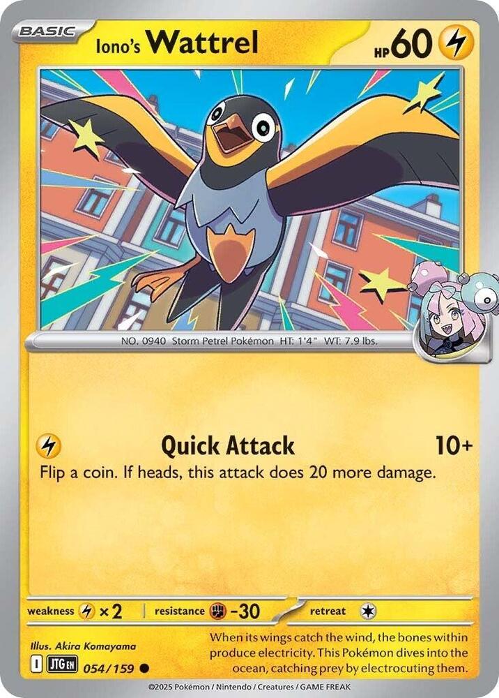 Iono's Wattrel 054/159 card from SV09: Journey Together