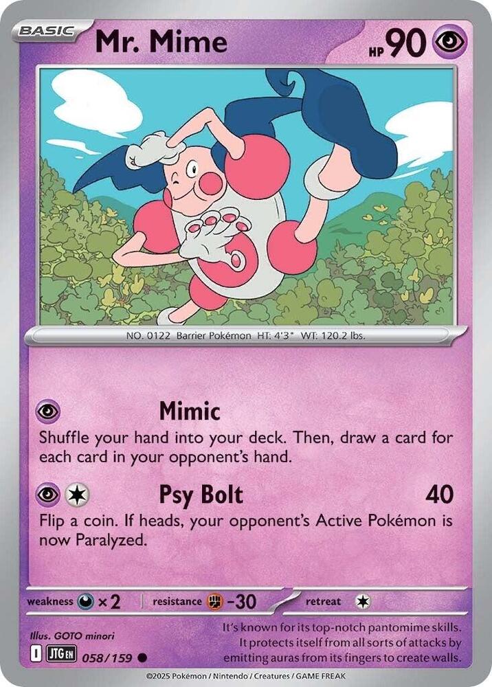 Mr. Mime 058/159 card from SV09: Journey Together