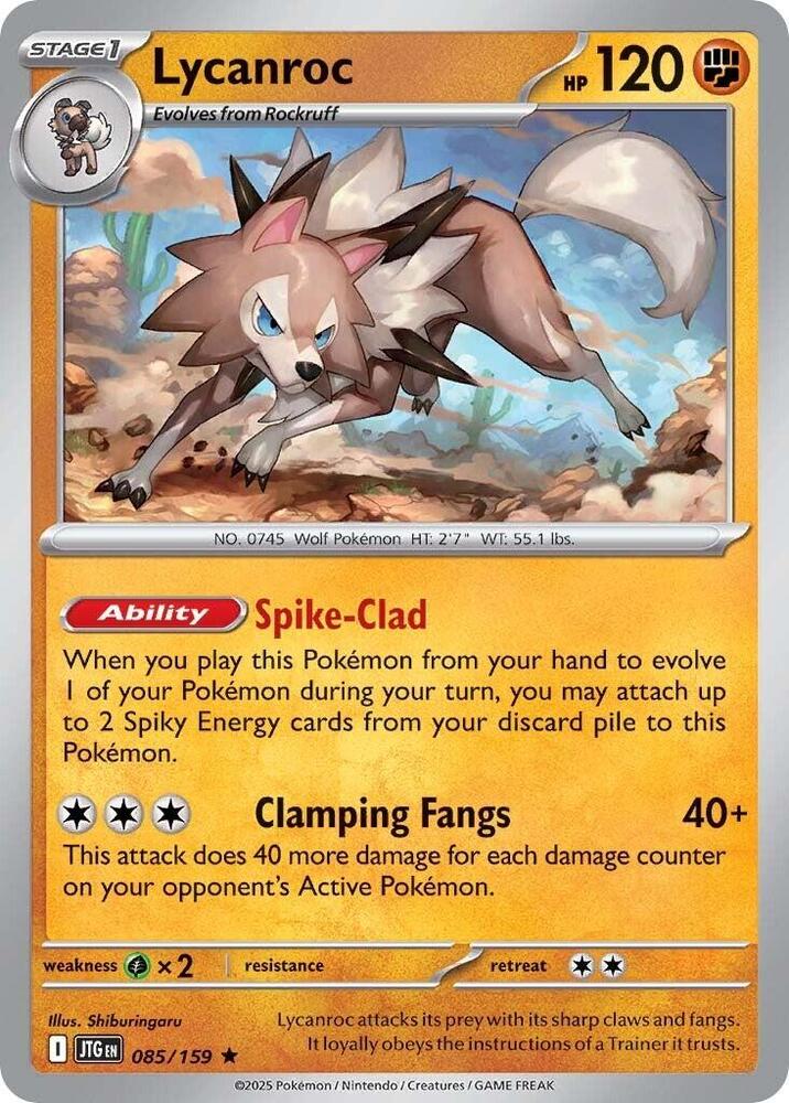 Lycanroc 085/159 card from SV09: Journey Together