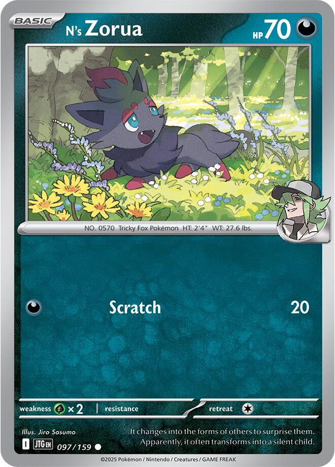 N's Zorua 097/159 card from SV09: Journey Together
