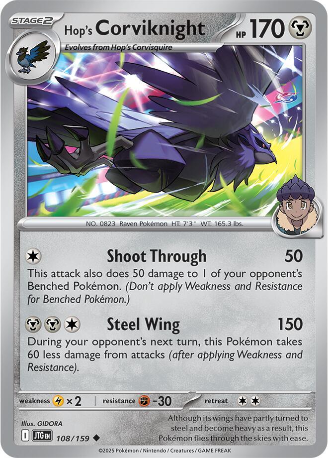 Hop's Corviknight 108/159 card from SV09: Journey Together
