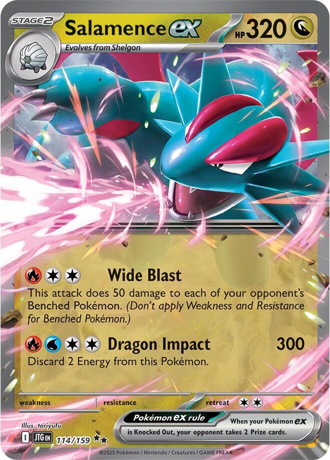 Salamence ex 114/159 card from SV09: Journey Together