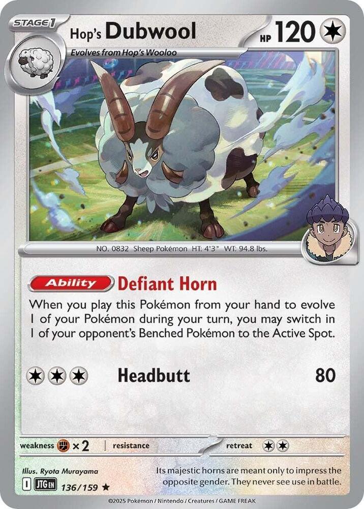 Hop's Dubwool 136/159 card from SV09: Journey Together