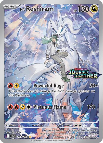N's Reshiram (Journey Together Stamped) 167/159 card from SV09: Journey Together
