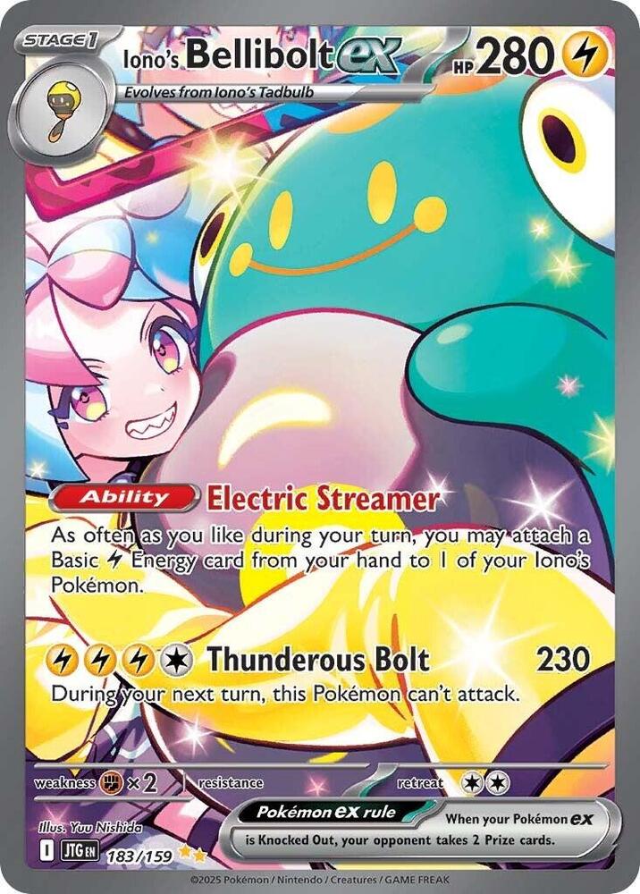 Iono's Bellibolt ex 183/159 card from SV09: Journey Together