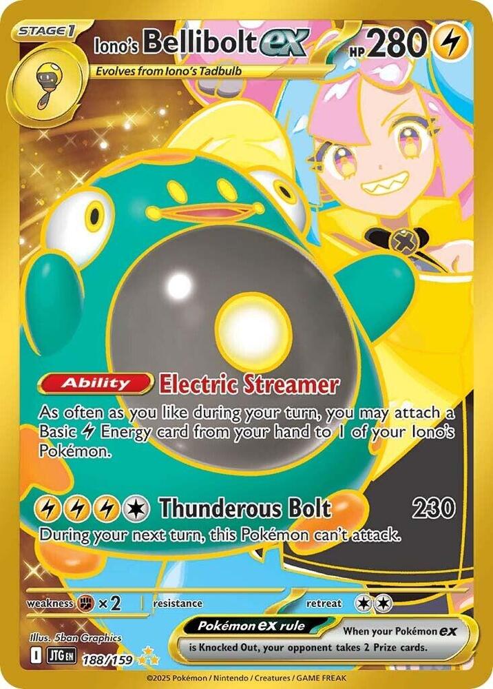 Iono's Bellibolt ex 188/159 card from SV09: Journey Together