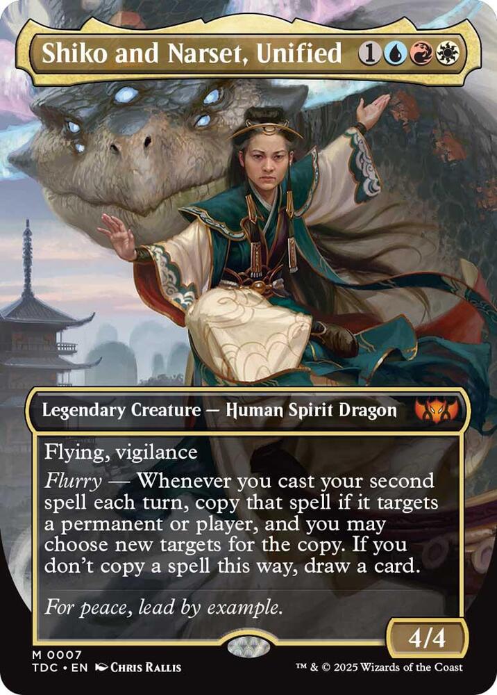 Shiko and Narset, Unified (Borderless) 7 card from Commander: Tarkir: Dragonstorm