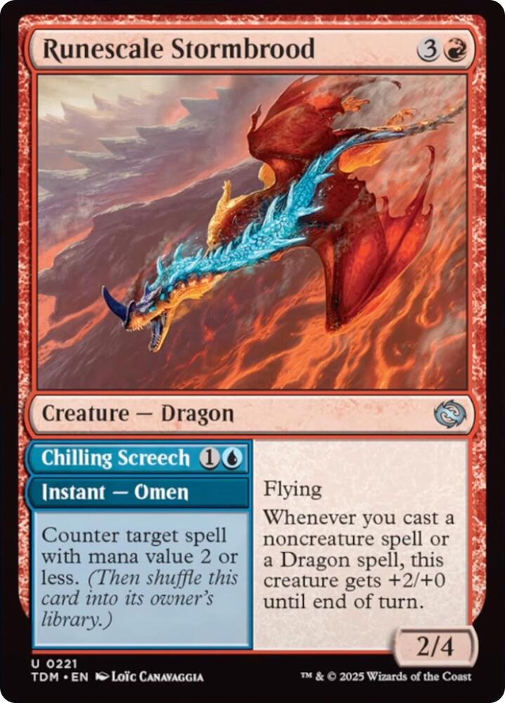 Runescale Stormbrood 221 card from Tarkir: Dragonstorm