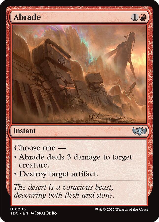 Abrade 203 card from Commander: Tarkir: Dragonstorm