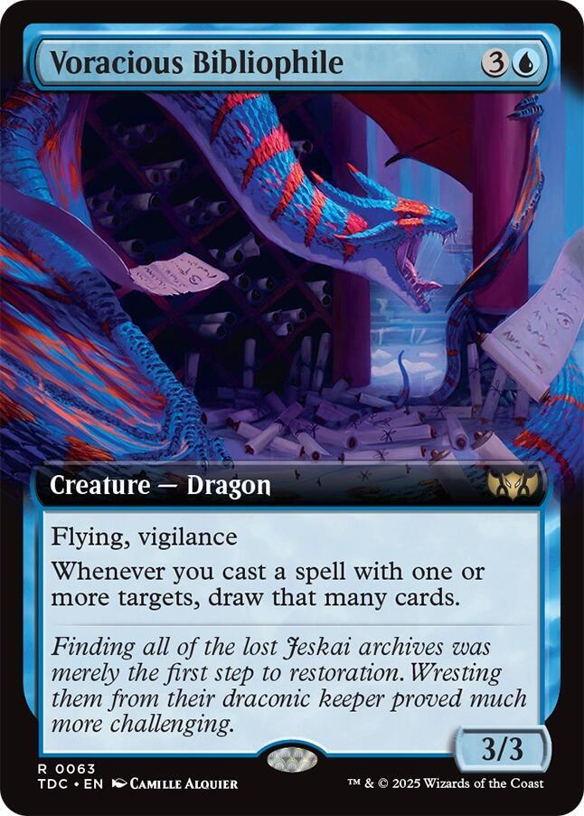 Voracious Bibliophile (Extended Art) 63 card from Commander: Tarkir: Dragonstorm