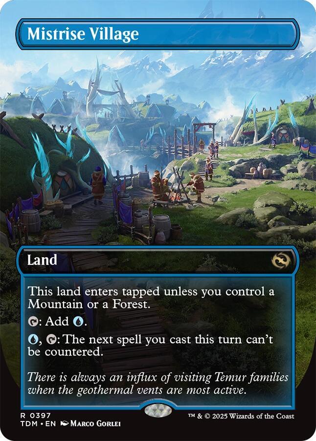 Mistrise Village (Borderless) 397 card from Tarkir: Dragonstorm