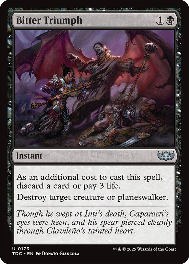Bitter Triumph 173 card from Commander: Tarkir: Dragonstorm