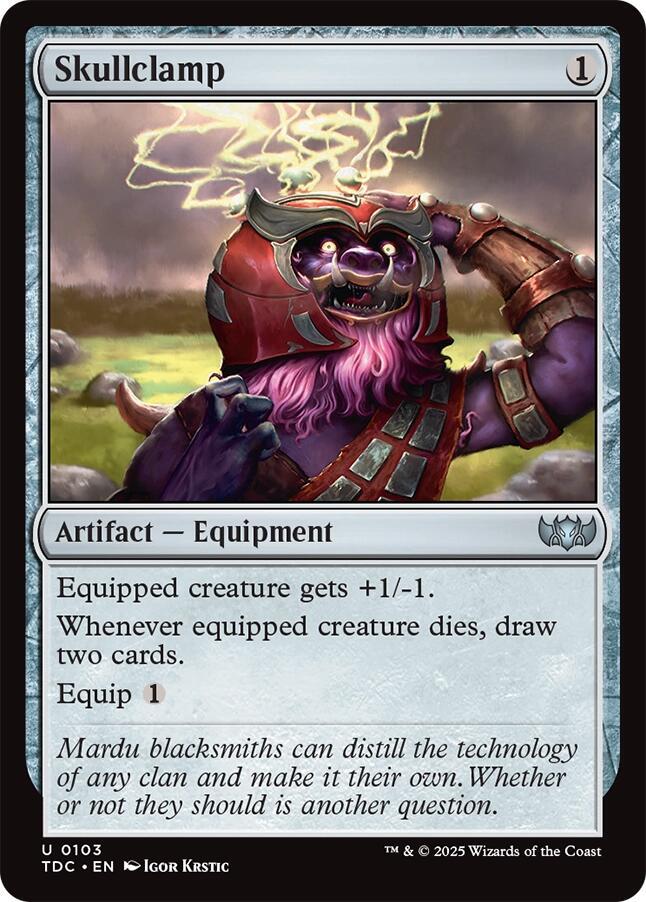 Skullclamp 103 card from Commander: Tarkir: Dragonstorm