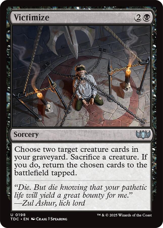 Victimize 198 card from Commander: Tarkir: Dragonstorm
