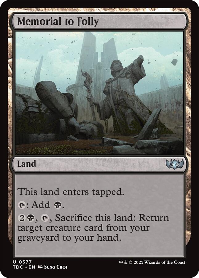Memorial to Folly 377 card from Commander: Tarkir: Dragonstorm