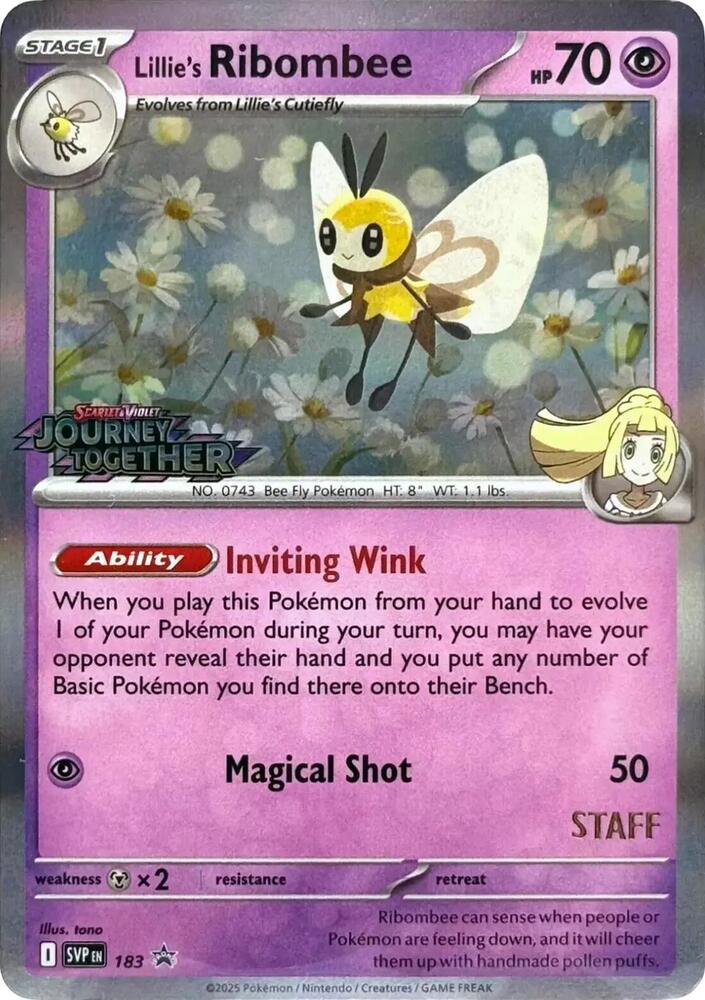 Lillie's Ribombee (Prerelease) [Staff] 183 card from SV: Scarlet & Violet Promo Cards