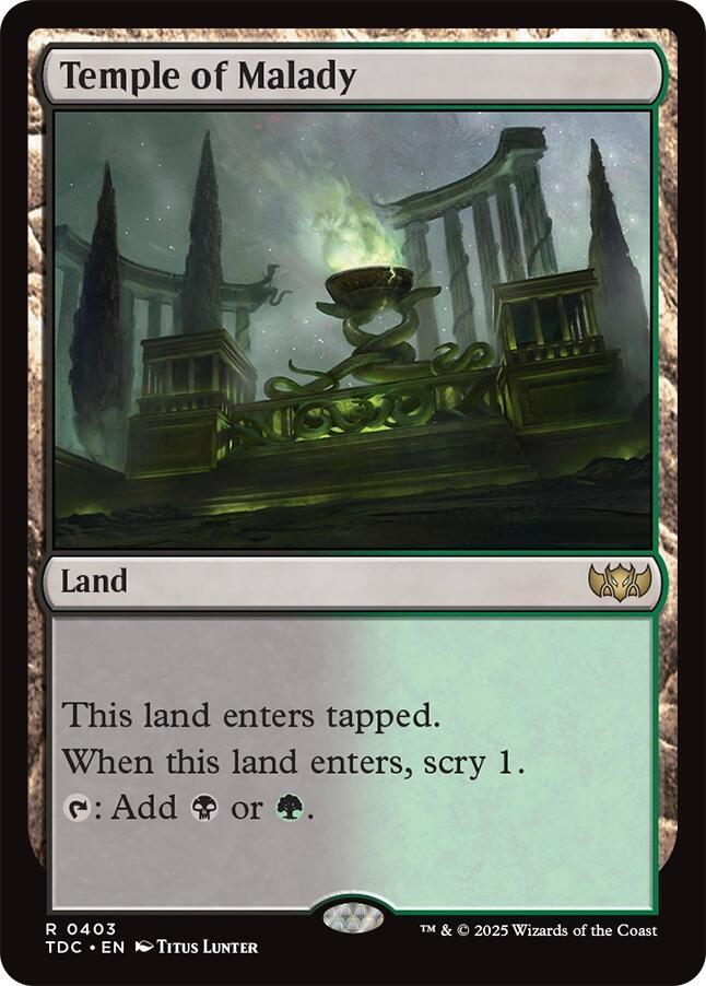 Temple of Malady 403 card from Commander: Tarkir: Dragonstorm