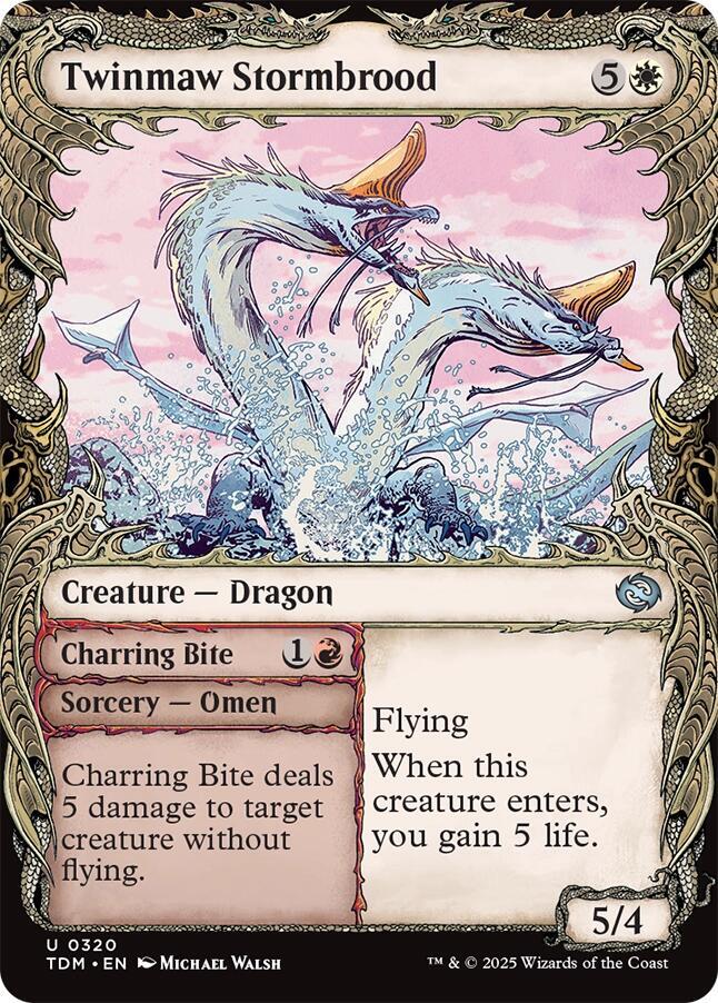 Twinmaw Stormbrood (Showcase) 320 card from Tarkir: Dragonstorm