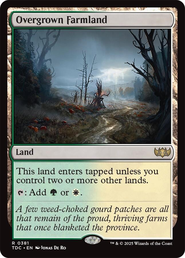 Overgrown Farmland 381 card from Commander: Tarkir: Dragonstorm