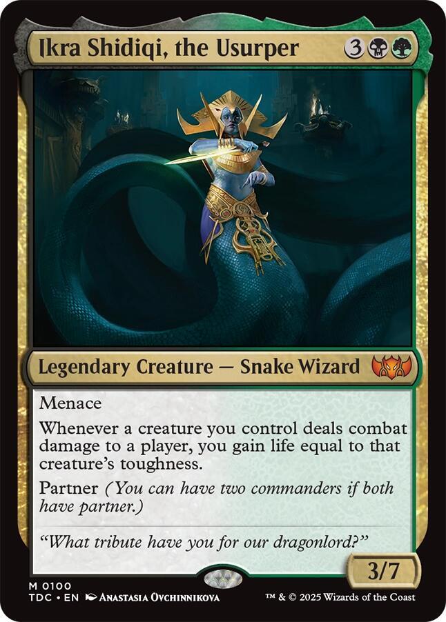 Ikra Shidiqi, the Usurper 100 card from Commander: Tarkir: Dragonstorm