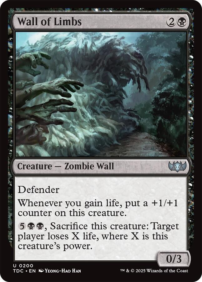 Wall of Limbs 200 card from Commander: Tarkir: Dragonstorm