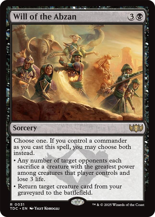 Will of the Abzan 31 card from Commander: Tarkir: Dragonstorm