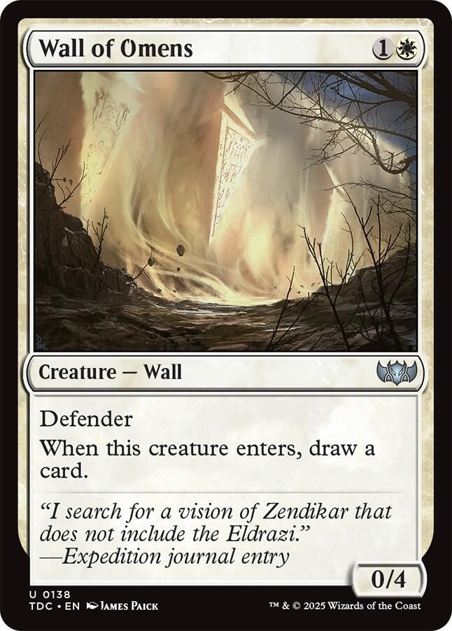Wall of Omens 138 card from Commander: Tarkir: Dragonstorm