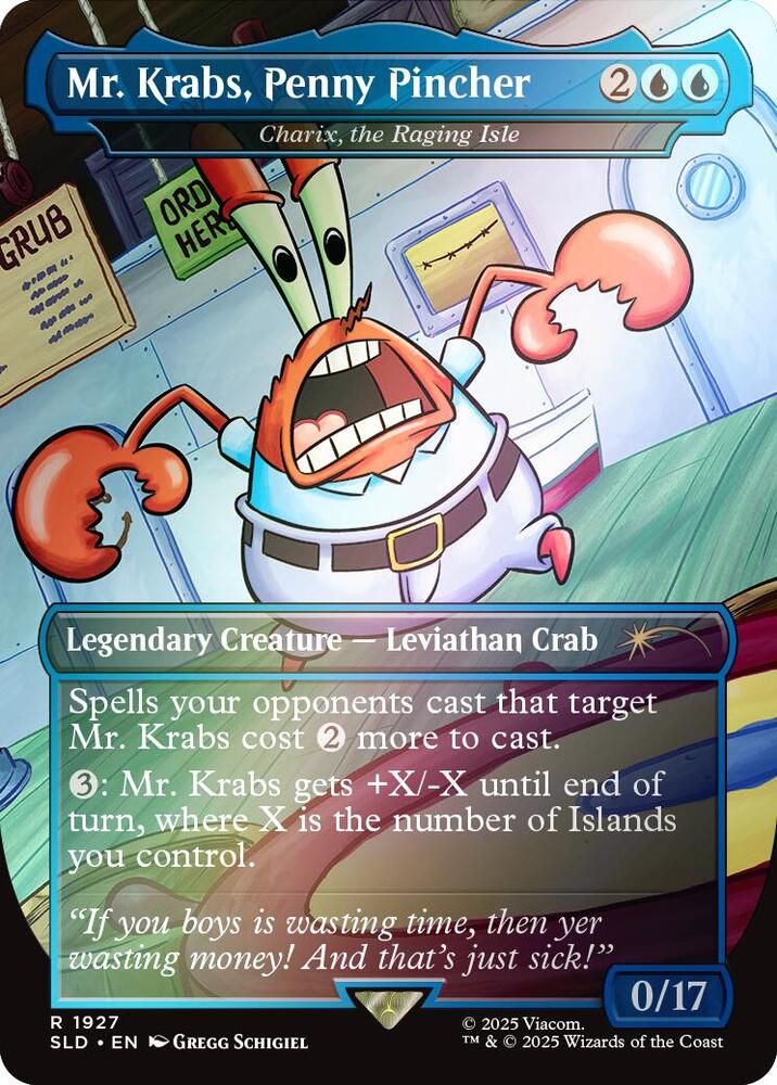 Mr. Krabs, Penny Pincher - Charix, the Raging Isle (Rainbow Foil) 1927 card from Secret Lair Drop Series