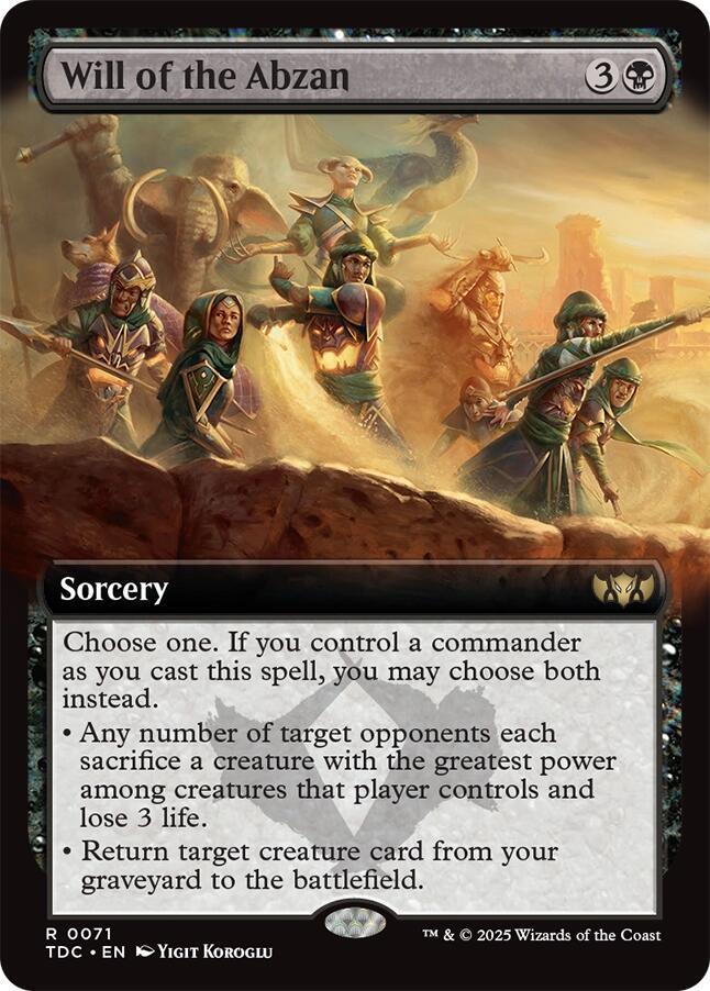 Will of the Abzan (Extended Art) 71 card from Commander: Tarkir: Dragonstorm