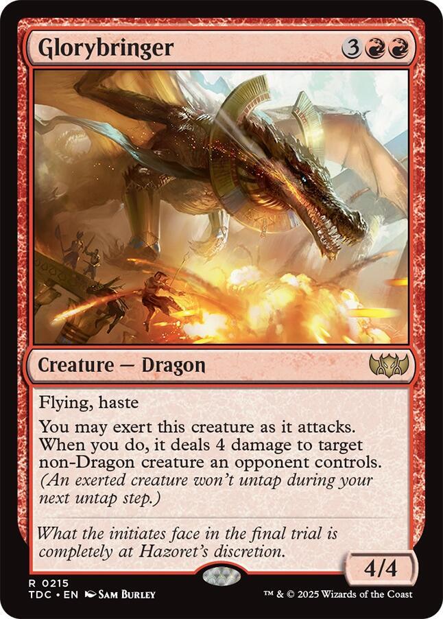 Glorybringer 215 card from Commander: Tarkir: Dragonstorm