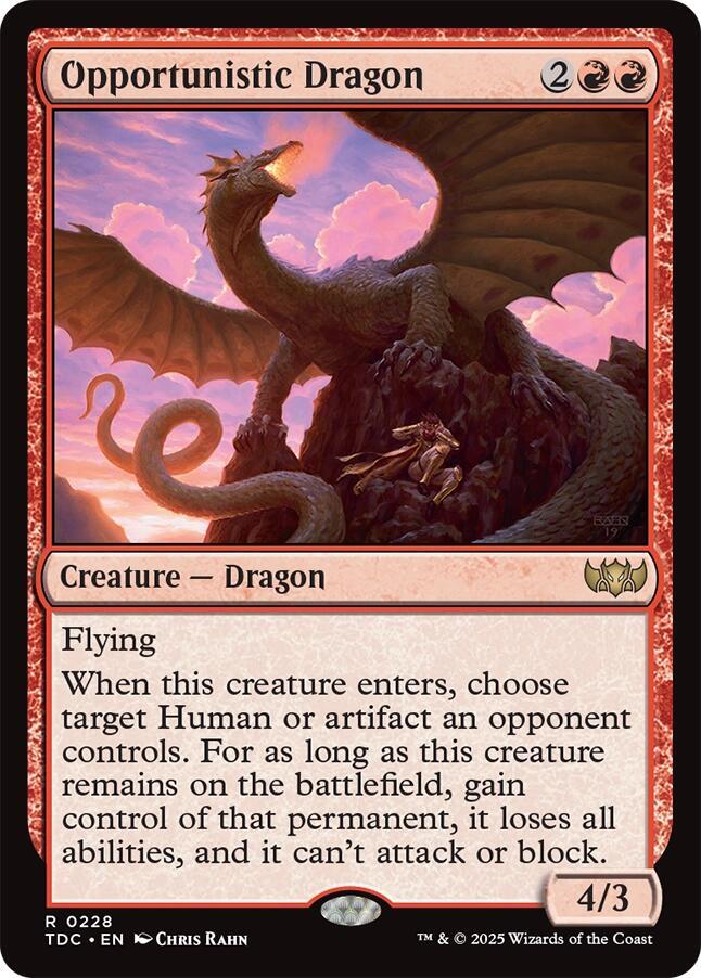 Opportunistic Dragon 228 card from Commander: Tarkir: Dragonstorm