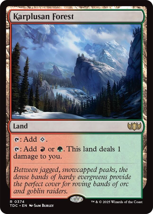 Karplusan Forest 374 card from Commander: Tarkir: Dragonstorm