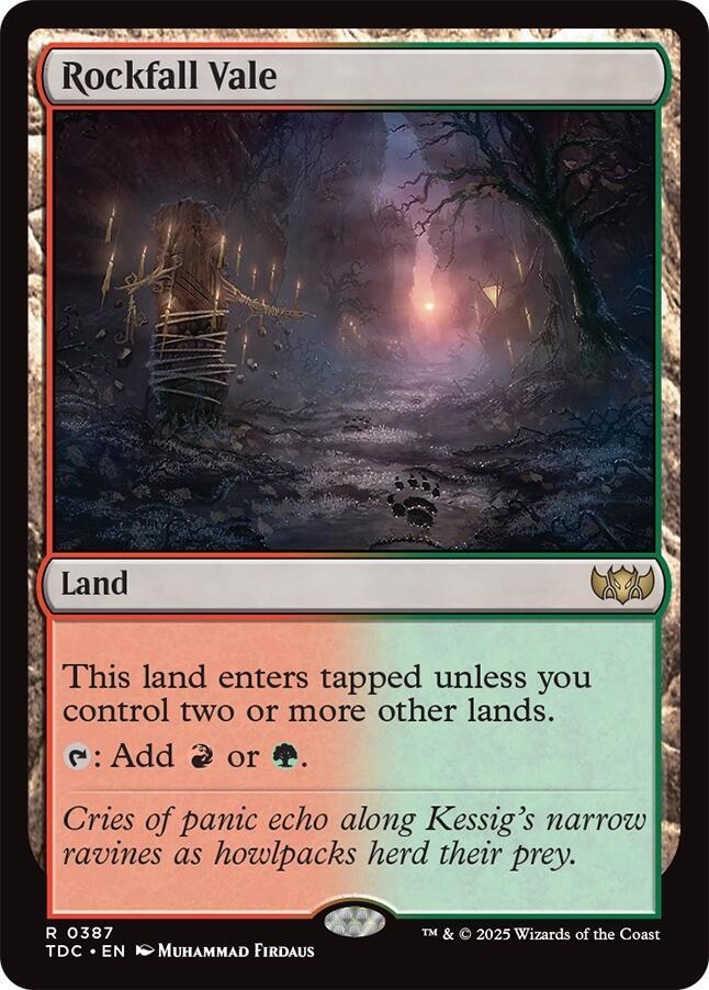 Rockfall Vale 387 card from Commander: Tarkir: Dragonstorm