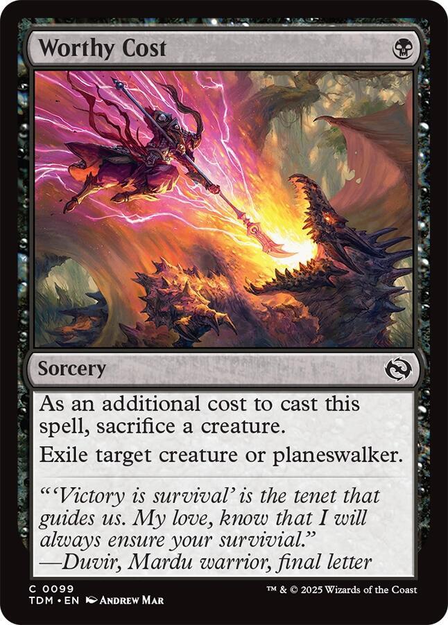 Worthy Cost 99 card from Tarkir: Dragonstorm