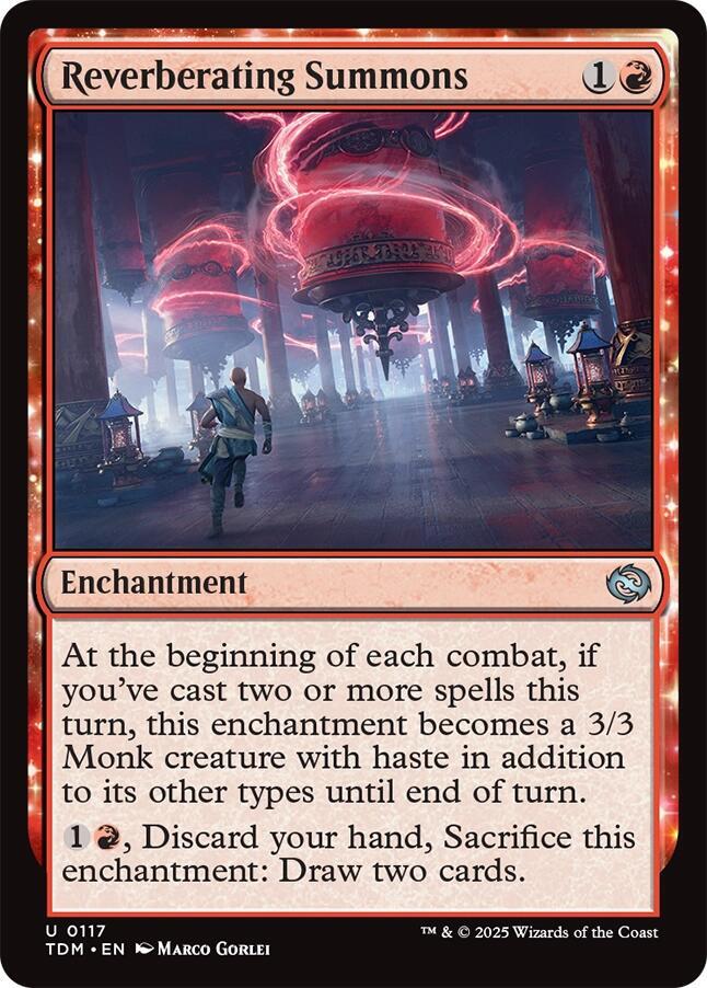 Reverberating Summons 117 card from Tarkir: Dragonstorm