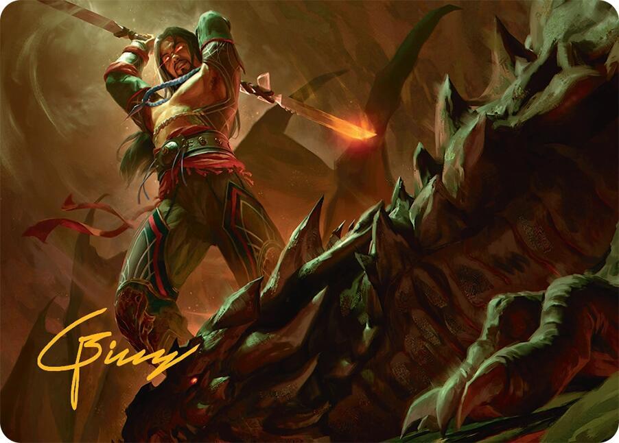Sarkhan's Resolve Art Card (18/54) (Gold-Stamped Signature) card from Art Series: Tarkir: Dragonstorm